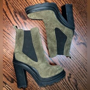 Marc Fisher booties- Ramio Chelsea booties, green boots, ankle boots, combat